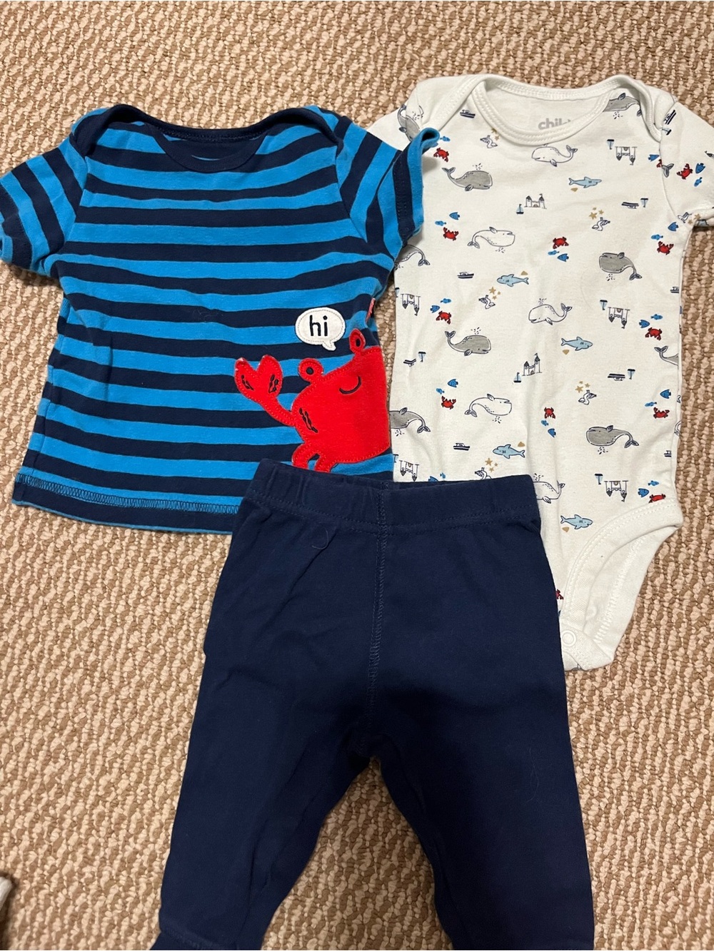 Baby 3-6M child of mine crab 3 piece set